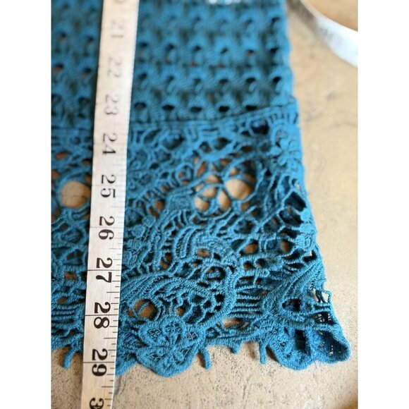 Umgee Women’s Teal Tunic Coverup Sz Large Crochet Lace - Picture 8 of 9